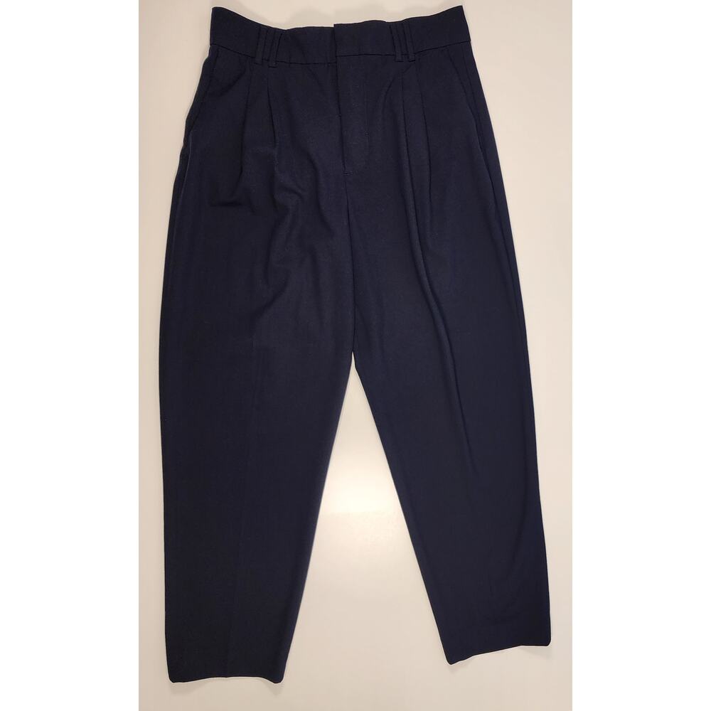 ZARA Navy Dress Pants Elastic Waist Tapered Work Trousers Sz 8
